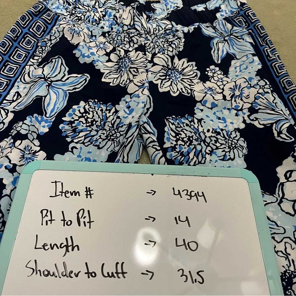 Lilly Pulitzer Tank Top, Button Shirt, Pant Set Low Tide Navy Medium And Small - Picture 14 of 14